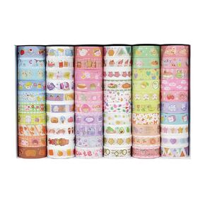 مجموعة شريط Washi الزخرفية ، عرض 15 ملم ، 60 لفات ، شريط حرفي ملون للاصطدام و DIY
