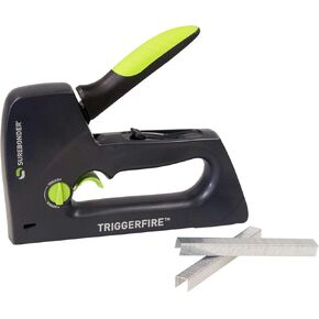 Surebonder TRIGGERFIRE Staple Gun Kit with 720 Staples Included - 2 Strips of Each Size 1/4", 5/16", 3/8", and 9/16" - Great for DIY, Upholstery, Insulation, Woodworking, Home Repair, Carpeting