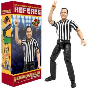 Figures Toy Company Ultimate Three Counting & Talking Wrestling Referee Action Figure with Deluxe Articulation for Wrestling Action Figures