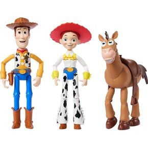 Mattel Disney Pixar Storytellers Toy Story 3-Pack of Woody و Jessie & Bullseye ، وشخصيات قابلة للبذار بحجم 4 بوصات ، ومقتنيات الشخصية الرئيسية