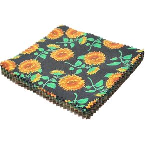 iNee Charm Packs for Quilting 5 inch, Precut Cotton Quilting Fabric Bundle, 48-5" Charm Squares, Sunflower