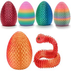 3D Printed Snake Eggs Fidget Toy, ADHD Toys, 3D Printed Animals Exquisite Cute Pet Toy Adults Fidget Toys. Home Office Decor (Red Blue)