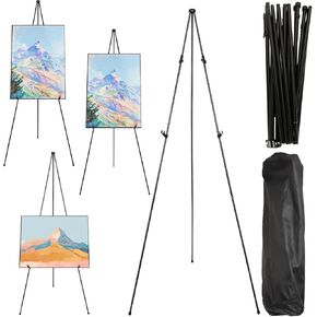 4 Pack Painting Easel Stand 63" Metal Easel Stand for Display Wedding Sign, Foldable Easel Portable Artist Floor Easel, Art Poster, Picture - Easy Folding Telescopic Adjustable Metal Tripod