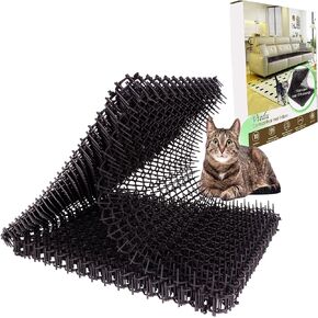Cat Deterrent Mat 10 pcs Set, Plastic Grid Design Cat Repellent Mat 10 pcs Luxury Color Box Packaged, Anti Cat Mat, Anti Dog Scratch Mat with 1" Spike 13ft Coverage Cat Barrier
