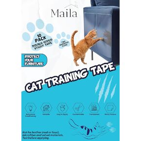 Maila – Cat Scratch Deterrent Double Sided Anti Scratching Sticky Tape (10 Pack, 2 Sizes) – Furniture Protector and Cat Training Tape – Non-Toxic – Safeguard Your Home