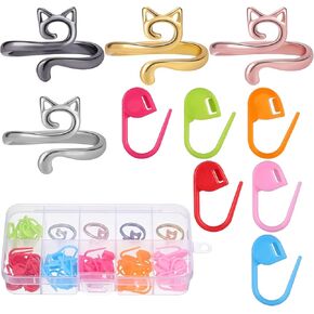 OHPHCALL 4PCS CAT CROCHET RING 60PCS STITCH SCHELERS RINGS CORCHET RINGS FOR FARDENTEN