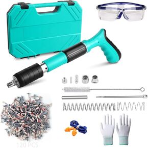 Manual Mini Steel Nail Gun Kit- 5-Speed Mini Nail Gun with 120pcs Nails, Concrete Nail Gun Set, Built-in Air Nailer, Mini Portable Nail Wall Shooting & Decoration Tool for Ceilings, Pipes