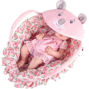 Doll Carry Cot Doll Carry Crib Doll Carrier with Fashion Embroidered Rabbit Face, Fits for 16" 18" American Girl Dolls