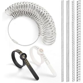 Ring Sizer Measuring Tool, Ring Adjuster for Loose Rings Women & Men, 1 Metal Ring Measurer (US 0-13 with Half Sizes), 2 Magnifier Ring Sizers (US 1-17), 4-Pack Ring Size Adjuster, Ring Sizing Kit