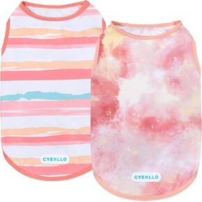 cyeollo 2pack Dog Cooling Shirt, Breathable Sleeveless Summer Clothes for Dogs, Intant Cool T Shirts for Small Dogs, Pink M