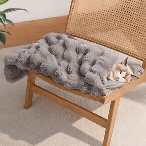 Cat Blanket for Indoor Cats Ultra Soft Plush Faux Fur Kitten Blankets Machine Washable Reversible Pet Throw Protector for Couch Furniture 21"X 18" Grey