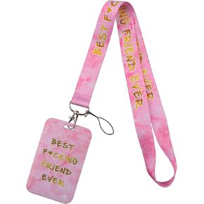 Lanyard with ID Badges Holder Pink Heart Neck Keychain Lanyard for Keys Cards Cute for Teacher Student