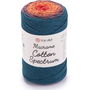 YarnArt Macrame Cotton Spectrum Macrame Cord 8.80 Oz, 246.06 Yds 80% Cotton Macrame Rope Multicolor Macrame, Colorful Macrame Yarn Weight Worsted - Aran(4) (1317)