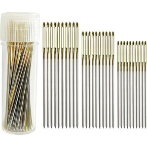Zhenqing 10-Pack Size 24 Blunt Tip Cross Stitch Needles with Ergonomic Metal Thimble, Nickel-Plated Rustproof Embroidery Needles for Canvas, Tapestry, and Hand Sewing（67501）