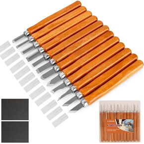أدوات نحت الخشب ، 7pcs نقش الخشب مجموعة سكين الكربون الصلب ، والألواح الخشبية المقدمة لصابون القرع نحت نحت DIY (5 أنماط)