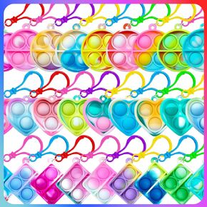 mini pop fidget keychain pop it fidget toys bulk 30 pack party favors for Kids 4-8،8-12 year