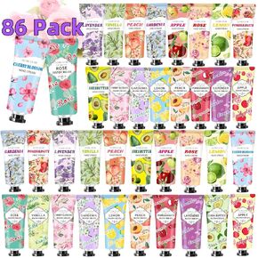 86 Pack Hand Cream Bulk Gifts,Easter Basket Stuffers for Teens,Mothers Day Gifts for Mom,Teacher Appreciation Gifts,Natural Travel Size Hand Lotion for Dry Cracked Hands,Nurses Week Gifts for Women