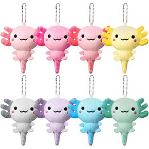 Poen 8 Pcs Axolotl Keychain Plush Toys Kindergarten Graduation School Gift Kids 4inch Stuffed Animal Mini Kawaii Cute Plushie Doll Ornament Classroom Gift Exchange Party Favors Supplies(Graduation)