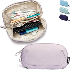 Pencil Case Pouch Bag School Supplies for Girls and Boys, Large Big Capacity Aesthetic Pen Case, Multi Compartment Zipper Stationery Bag for Women Men Adults, Navy Blue, 1800ml