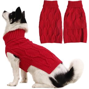 Small Dog Sweater, Boys Girls Sleeveless Turtleneck Autumn and Winter Warm Knitted Sweater Soft Sweater Thanksgiving Christmas Holiday Dog Sweater Cat Sweater for Chihuahua, Red, XS