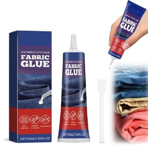 Fabric Glue Permanent 50ml, Fabric Glue for Patch, Clear Fabric Glue for Clothing Permanent Washable Clothing Glue for All Fabrics, Cotton, Denim, Leather, Flannel (1PCS)