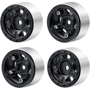 Que-T 4pcs 1.0inch Metal Beadlock Wheel Rims Hubs for 1:24 Axial SCX24 AXI0081 AXI00001 C10 AXI00002 JLU RC Car (Orange)