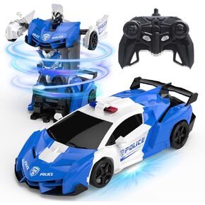DEERC Spider RC Car Transform Robot, 2.4GHz Remote Control Spider Cars for Kids, 1:18 Scale Robot Toy Car W/One-Key Transformation, 360° Rotation, Auto Mode, Rechargeable Battery, Robot for Man Boys