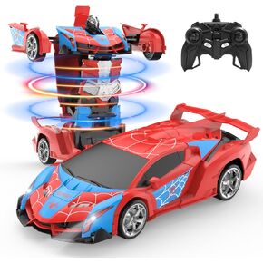 DEERC Spider RC Car Transform Robot ، 2.4 GHZ REMOTE CONTROL CARS CARS للأطفال ، 1:18 SCALE ROBOT TOY CAR W/ONE-IDE TRANTREATION ، 360 ° ، وضع Auto Mode ، بطارية قابلة لإعادة الشحن ، روبوت للأولاد Man Boys in Kuwait
