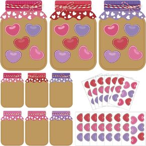 YIXAXKAO 60 Sets Valentine's Day Love Candy Jar Craft Kit DIY Love Heart Candy Jar Valentine's Day Craft Fun Activity for School Classroom (Sweet Candy Jar) in Kuwait