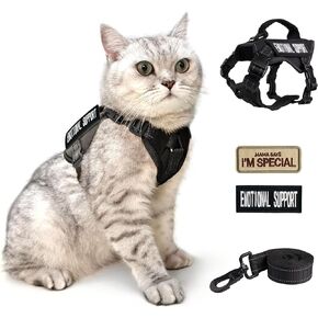 Tactical Cat Harness and Leash Pink for Walking Esacpe Proof, Adjustable Soft Mesh Large Cat Vest with Handle Easy to Control,Molle Patches L in Saudi Arabia
