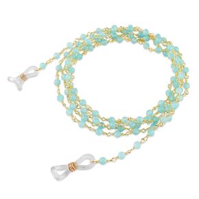 Infinitygemsart الطبيعية الجمجمة الأحجار الكريمة الخرز حبل الحبلات حاملي Eyeglass ، سلسلة من نظارات الوردية المطلية بالذهب الكريستالي للنساء ، ملحق مجوهرات النظارات 34 بوصة