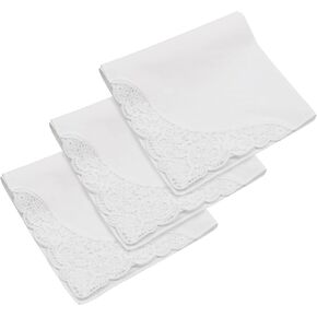 Handkerchiefs for Women with Lace White Soft Cotton Womens Handkerchiefs Portable Ladies Hankies for Wedding Party