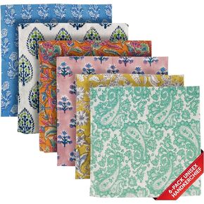 AVKA Studio Unisex Handkerchiefs – 16x16 Soft Cotton Handcrafted Hankies for Men & Women – Sweat Absorbing, Machine Washable, Thin & Lightweight – Pack of 6
