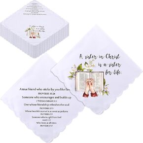 Sister in Christ Gifts Handkerchiefs Women Bulk Christian Religious Hankies for Sister Mother's Day Church