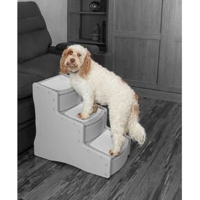 Pet Gear Easy Step III Pet Stairs, 3 Step for Cats/Dogs, Removable Washable Carpet Treads, for Pets Up to 150lbs, No Tools Required, Fog