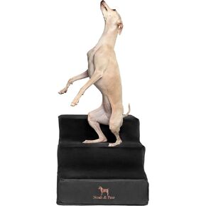 سلالم Noah & Paw Dog ، منحدر الكلب للسرير (20 "عريضًا جدًا) على سلالم الحيوانات الأليفة لسرير مرتفع ، تصميم لتناسب سلالات صغيرة وكبيرة ، 5 خطوات متينة للحيوانات الأليفة للأريكة (35 كثافة رغوة) مجموعة جلدية