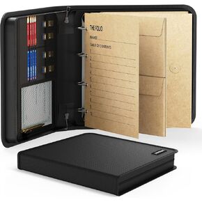 Jundun Document Organizer Folio ، منظم رابط D-Ring Fireproof مع إغلاق Zipper ، مجلد وثيقة متعددة الجعود للأوراق المهمة ، الوصايا ، الشهادات والتذكارات