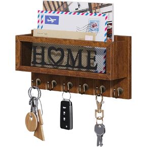 YINMIT Key and Mail Holder for Wall, Mail Organizer Wall Mounted with 6 Hooks, Decorative Key Holder Wall Mount, Key Organizer Rack Hooks Key Hanger for Entryway Doorway Hallway Home Decor