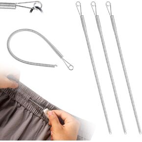 4pcs Spring Drawstring Threader Tool, Steel Elastic Drawstring Puller for Sewing Metal Loop Turner Multipurpose Hoodie String Rope Threader for Jackets Hoodies Pants Shorts