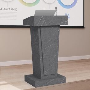 GARVIN Wooden Podium Stand, Professional Mobile Lecterns & Podiums with Wheels & Storage, Elegant Wood Pulpit for Churches, Classrooms and Conferences (with 4"Elevated Footrest)