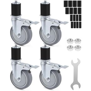 Erkoon 4 Pack Heavy Duty Gate Caster Wheel ، عجلات عجلات من طاولة الإعدادية محددة مع شريحة محملة الربيع ، مناسبة ل 7/8 "1-5/8" 1-1/2 "أحجام الساق الجدول (3inch)