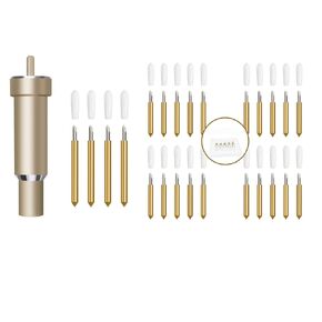 نصل النقطة الدقيقة (4pcs) والإسكان + 20 جهاز كمبيوتر الشخصي شفرات نقطية ، إجمالي 1 مساكن ذهبية + 24 شفرات PCS