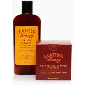 Leather Honey Conditioner Wipes with 8oz Cleaner