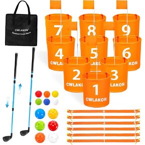 Cwlakon Yard Golf Gamf Game Glow في الظلام مع طول النادي قابل للتعديل لعائلة الأطفال البالغين ، تضيء ألعاب ممارسة غولف في الهواء الطلق مع Glow Ball for Beach ، Camping ، Park ، Lawn ، Picnic