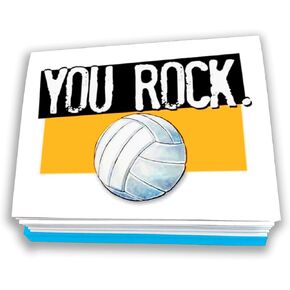 Volleyball You Rock Note Cards 12 -Pack (4.25 "x5.5") تصورات رياضية توضيح ، شكرًا لك على بطاقة ملاحظة رائعة للاعبين في الكرة الطائرة والمدربين والمشجعين والمتعصبين - سوف يحبونها!