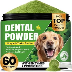 مسحوق تنظيف أسنان الكلاب ، مسحوق الأسنان الكلب والقطط المعطر ، لوحة قبالة Pet Tooth Coaning Co ، مزيل التنفس والترتار للكلاب ، تنظيف أسنان الكلاب مع الإنزيمات-إمدادات 60 يومًا-mint