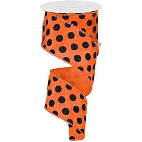 Polka Dot Wired Edge Ribbon (2.5", Black White) - 10 Yards : RG158827 in Kuwait