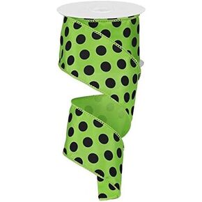 Polka Dot Wired Edge Ribbon (2.5", Black White) - 10 Yards : RG158827