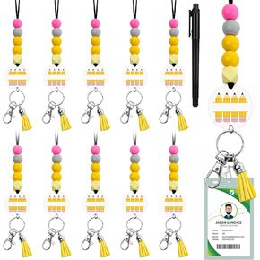Bucherry Teacher Appreciation Gifts Teacher Lanyards for ID Badges Keychains Beaded Personalized Lanyards with 1 Marker