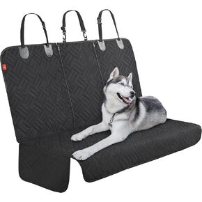 Helteko Dog Car Seat Cover for Back Seat - Extra Durable Bench Seat Protector with Side Flaps, 100% Waterproof, Scratchproof, and Non-Slip - Universal Fit for Cars, Trucks, and SUVs - Black, HK-SC09